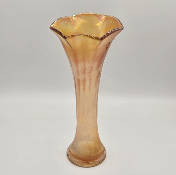 Marigold Carnival Glass Vase Vintage‎ 9" - Picture 1 of 10